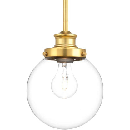 Penn Clear Glass Globe in Natural Brass by Progress Lighting P5067-137