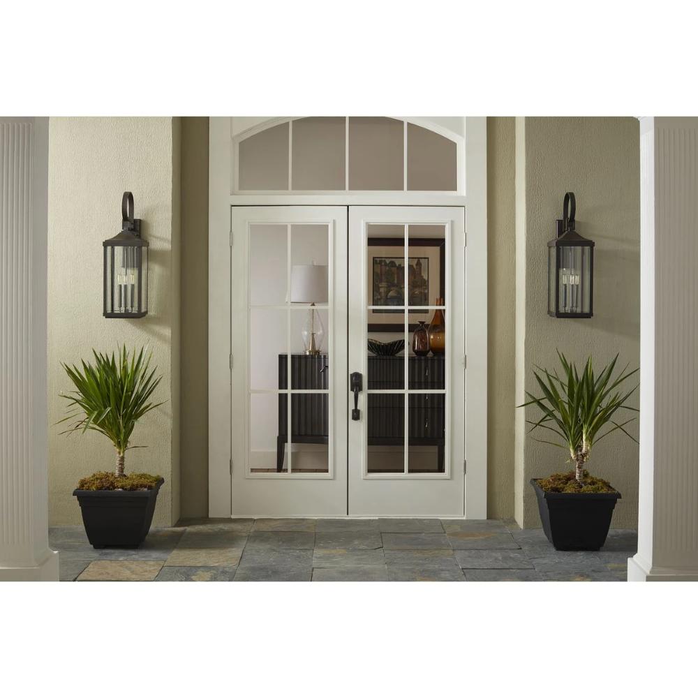 Lifestyle Shot of Gibbes Outdoor Wall Lantern, 3-Light Lantern, Antique Bronze