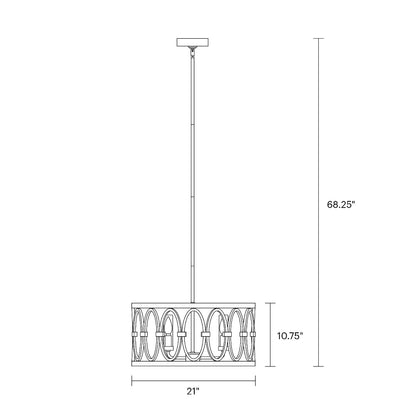 Swartz 5-Light Drum Pendant, Pendant, Scale Drawing