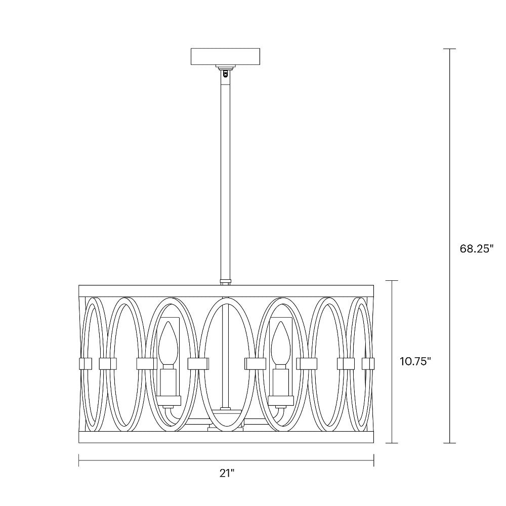 Swartz 5-Light Drum Pendant, Pendant, Scale Drawing