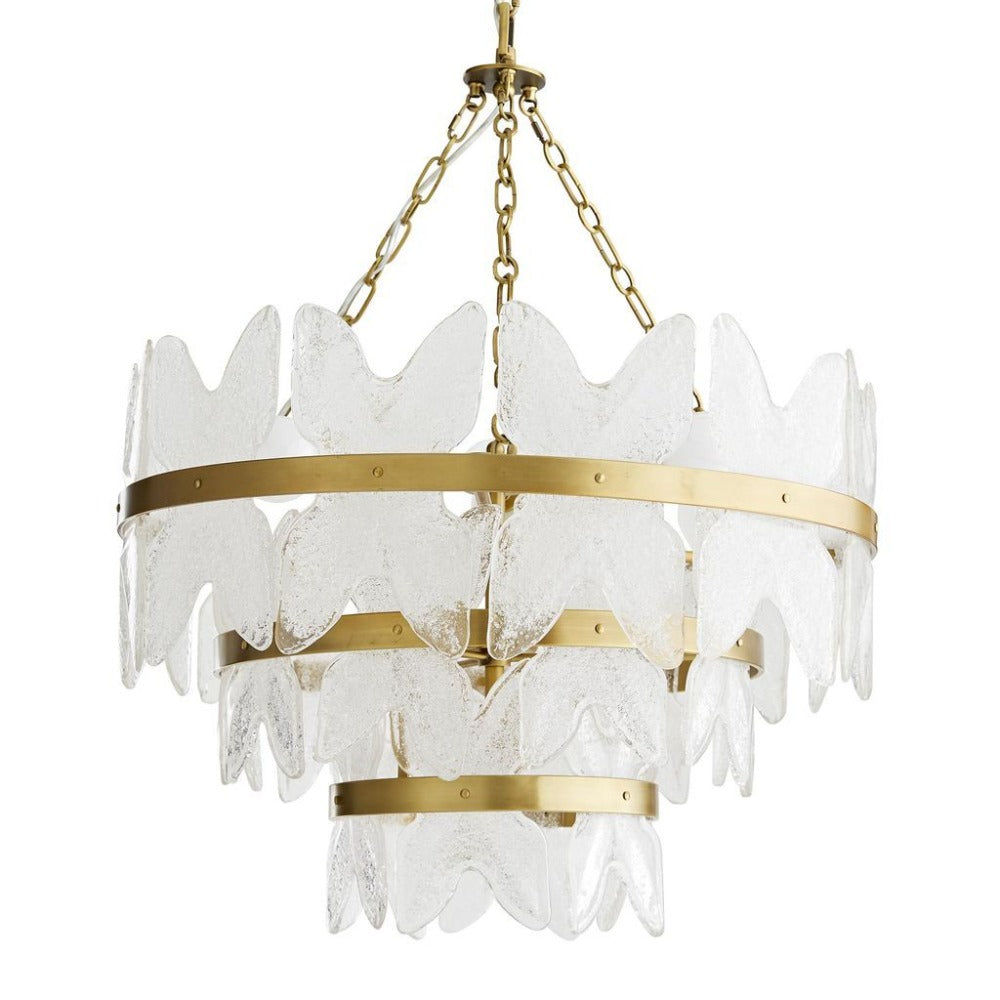 Regina Chandelier with Seeded Glass and Antique Brass