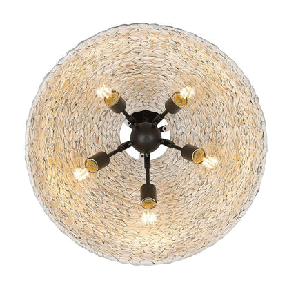 Remi 5-Light Woven Pendant, Pendant, Painted Sweet Grass Shade
