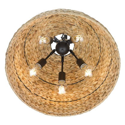 Remi 5-Light Woven Pendant, Pendant, Sweet Grass Shade