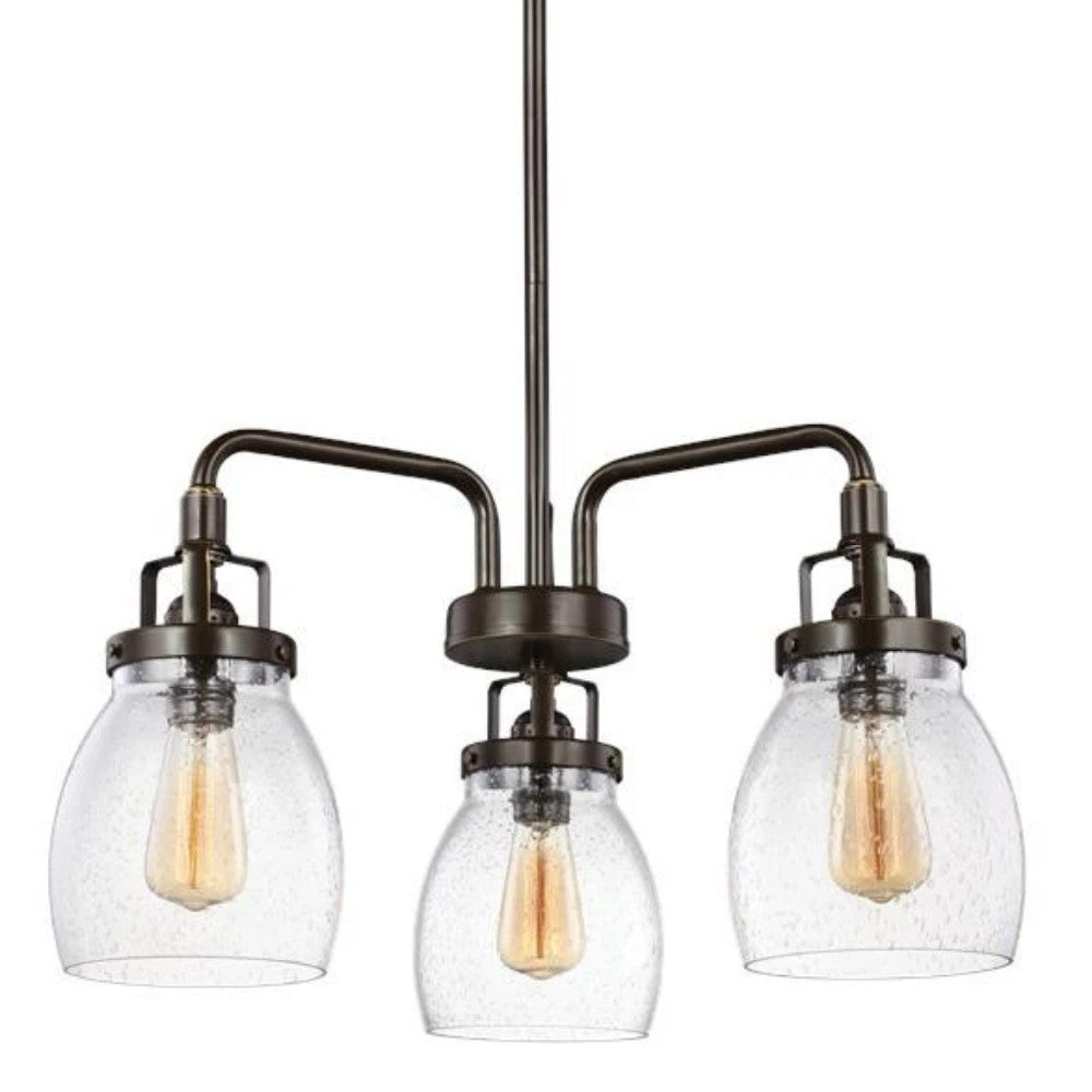 3 Light Belton Chandelier in Heirloom Bronze with Clear Seedy Glass by Sea Gull Lighting 3114503-782