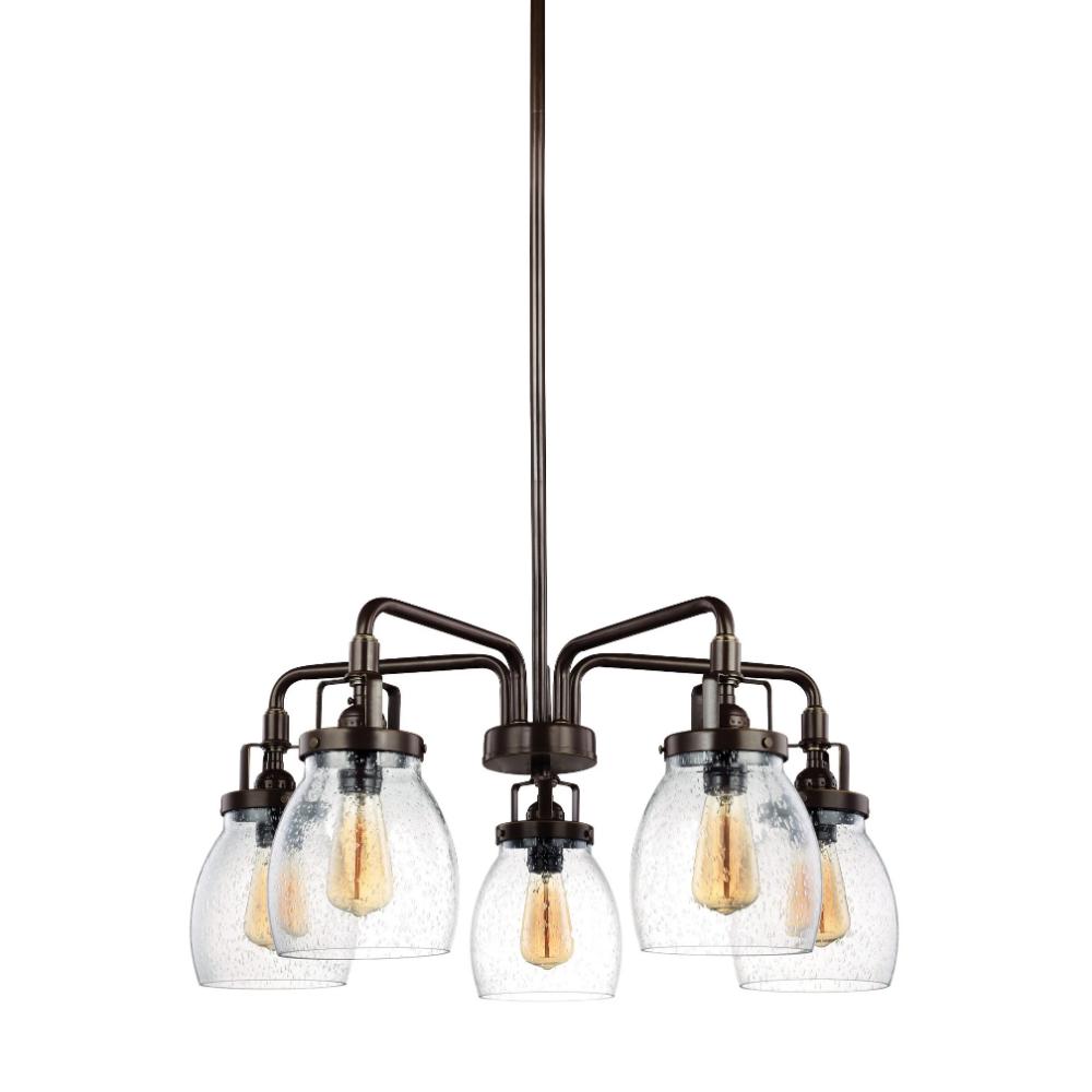 5 Light Belton Chandelier in Heirloom Bronze with Clear Seedy Glass by Sea Gull Lighting 3114505-782