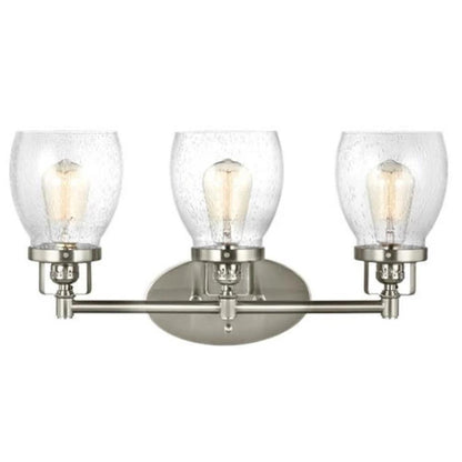 3 Light Belton Vanity in Brushed Nickel with Clear Seedy Glass by Sea Gull Lighting 4414503-962