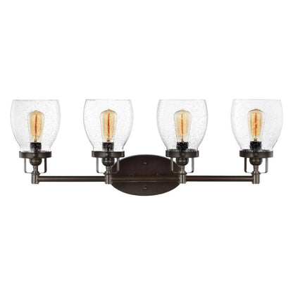 4 Light Belton Vanity in Heirloom Bronze with Clear Seedy Glass by Sea Gull Lighting 4414504-782