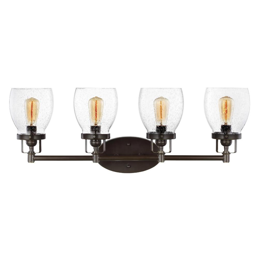 4 Light Belton Vanity in Heirloom Bronze with Clear Seedy Glass by Sea Gull Lighting 4414504-782