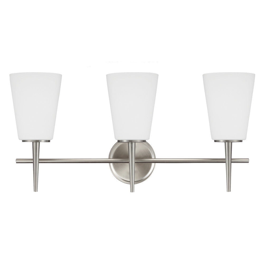 3 Light Driscoll Bath Light in Brushed Nickel, by Seagull Lighting, 4440403-962