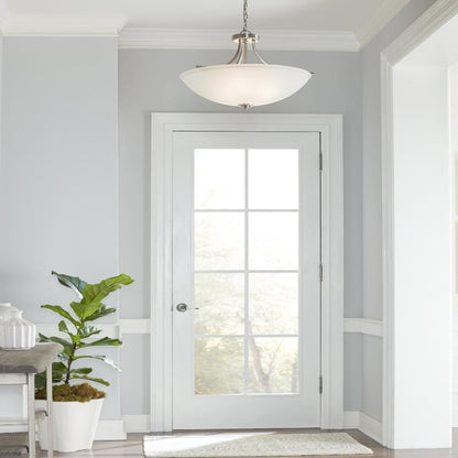 Barton 3-Light Semi-Flush Pendant, Pendant, Brushed Nickel