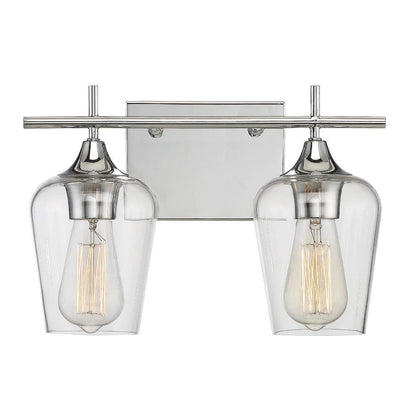 Octave 2 Light Vanity in Polished Chrome with Clear Glass Shades by Savoy House 8-4030-2-11