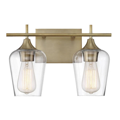 Octave 2 Light Vanity in Warm Brass with Clear Glass Shades by Savoy House 8-4030-2-322
