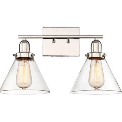 Savoy House 2 Light Drake Vanity in Polished Nickel with Clear Cone Shaped Glass Shades 8-9130-2-109