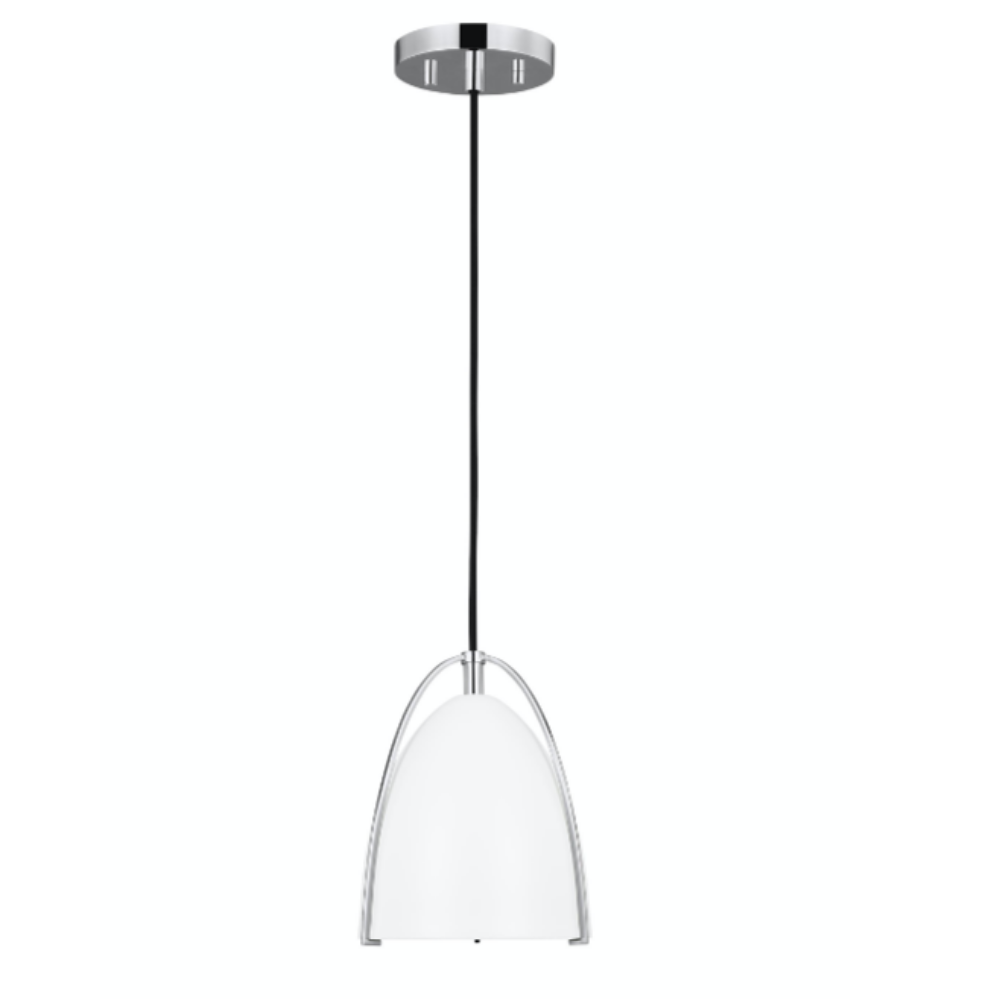 Chantel Matte White Pendant, Pendant, Chrome