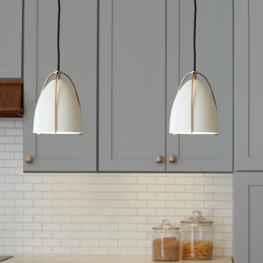 Chantel Matte White Pendant, Pendant,Brass