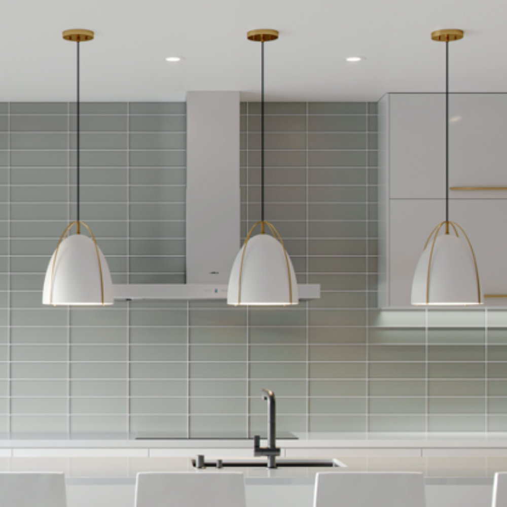 Chantel Matte White Pendant, Pendant,brass