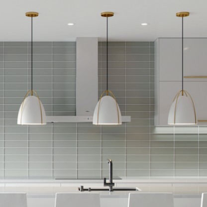 Chantel Matte White Pendant, Pendant,brass