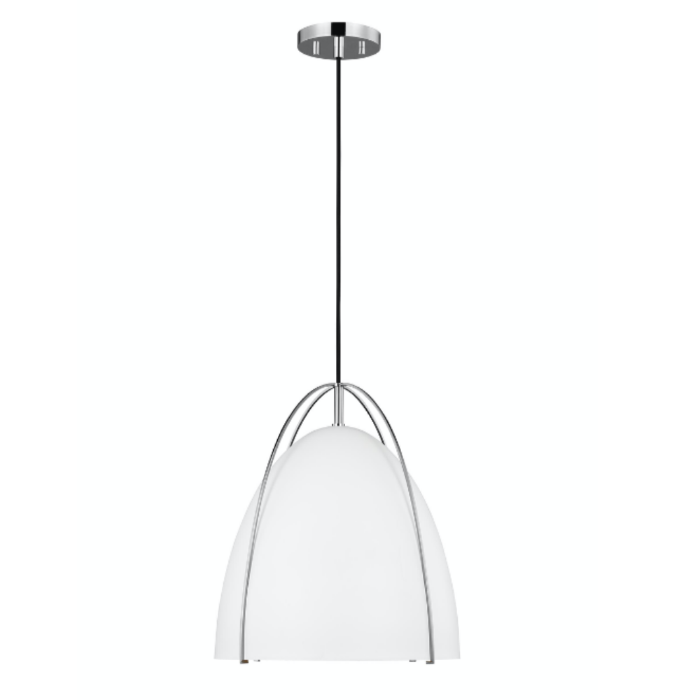 Chantel Matte White Pendant, Pendant,Chrome