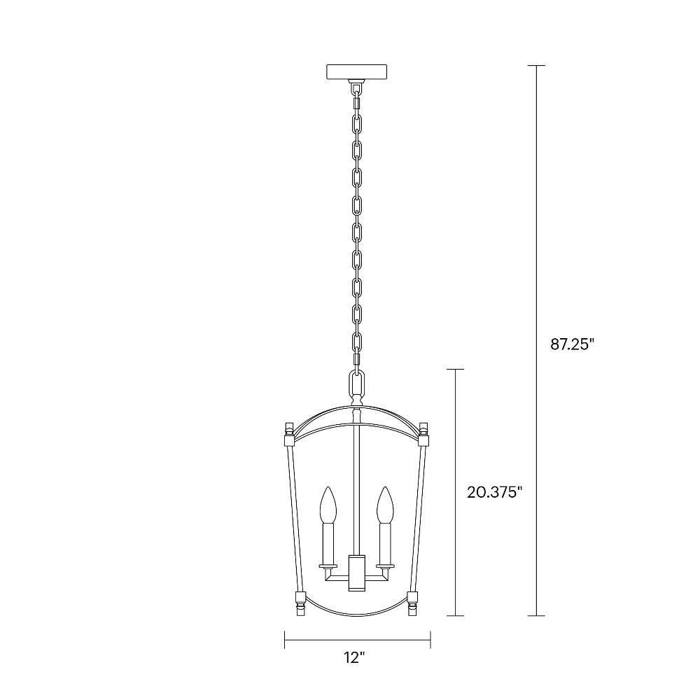 Portland Open Cage Lantern, Chandelier, Scale Drawing