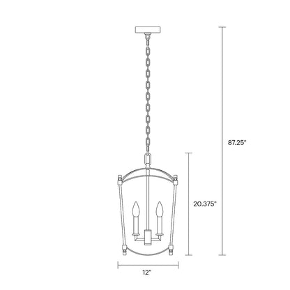 Portland Open Cage Lantern, Chandelier, Scale Drawing
