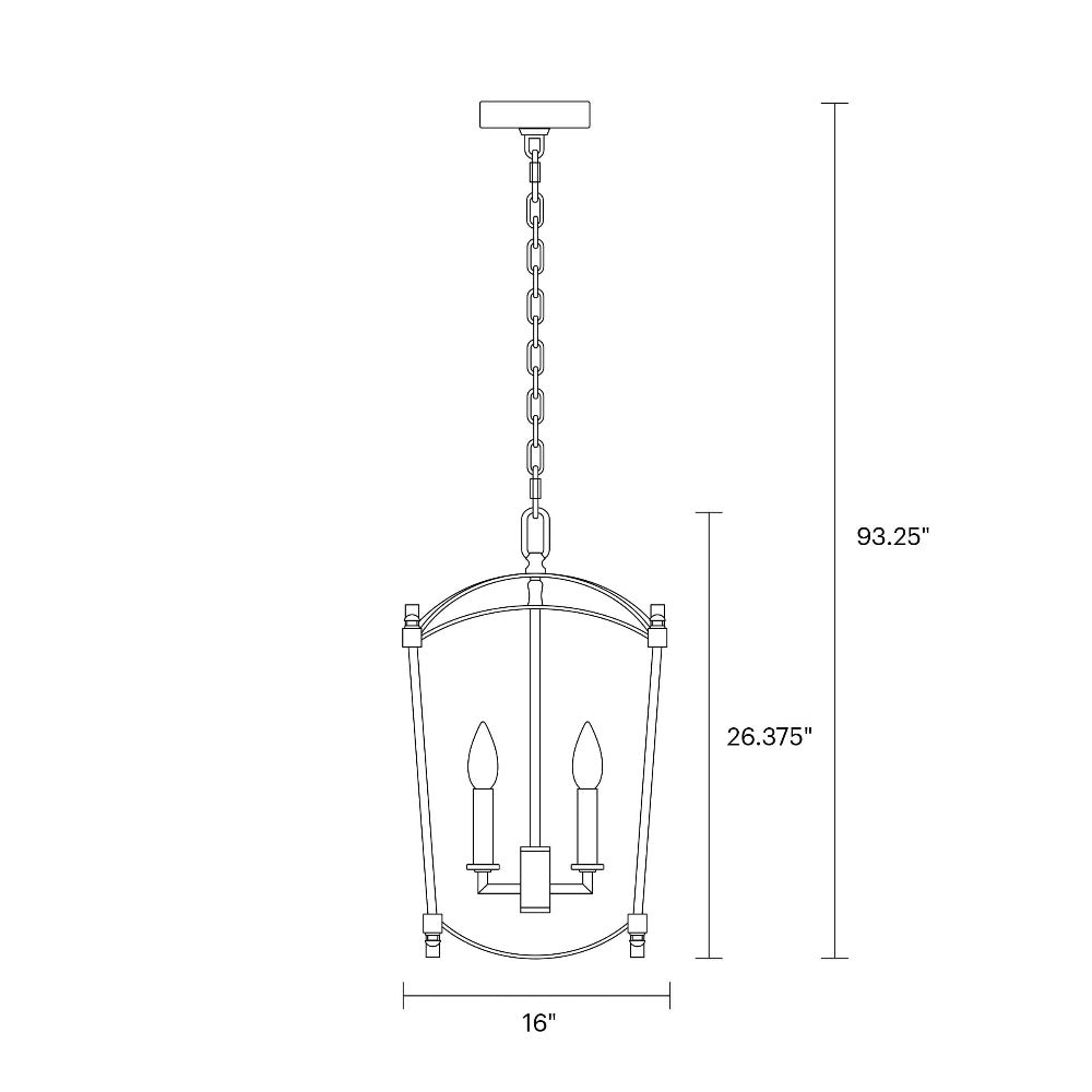 Portland Open Cage Lantern, Chandelier, Scale Drawing
