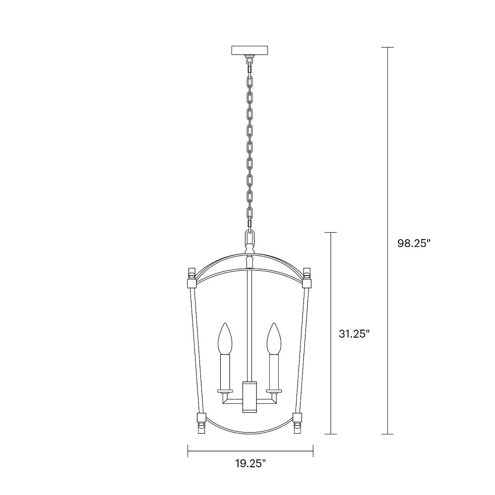 Portland Open Cage Lantern, Chandelier, Scale Drawing