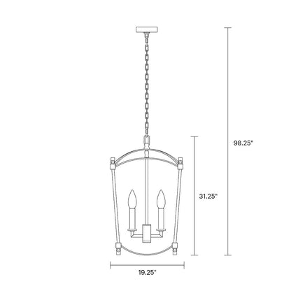 Portland Open Cage Lantern, Chandelier, Scale Drawing