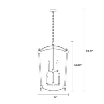 Portland Open Cage Lantern, Chandelier, Scale Drawing