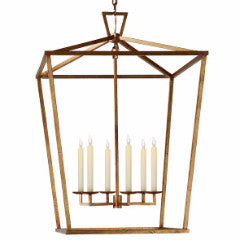 Darlana 6 Light Extra Large Lantern in Gilded Iron by Visual Comfort CHC2177GI