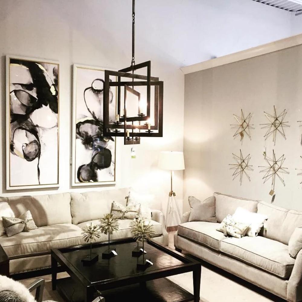 Lifestyle Shot of Middleton Small Chandelier, 8-Light Chandelier, Bronze Gold