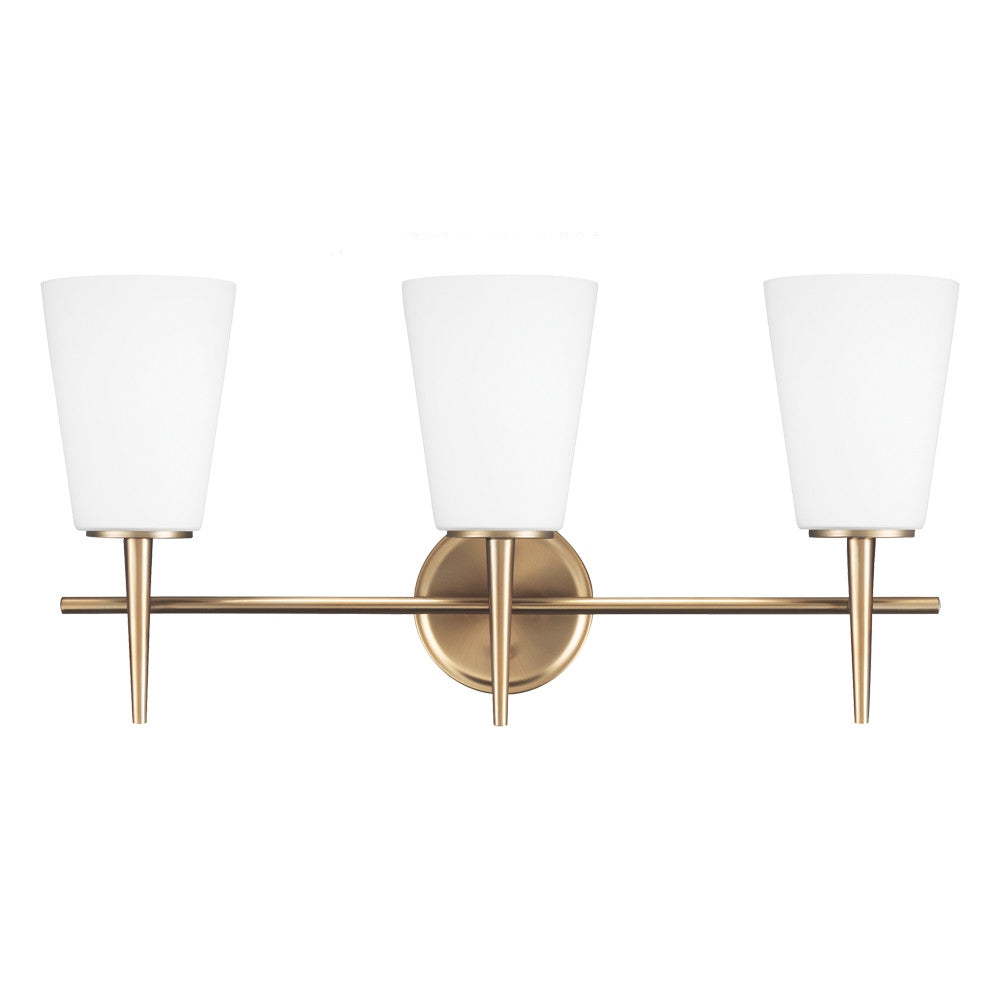 3 Light Driscoll Bath Light in Satin Bronze, by Seagull Lighting, 4440403-848